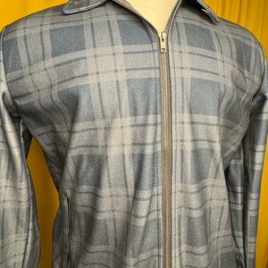 Craft + Flow Men's Gray Plaid Zip-Up Sweater
